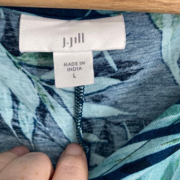 J. Jill Maxi Dress Women’s Large Coastal Tropical Leaves Vacation Resortwear - Picture 5 of 10